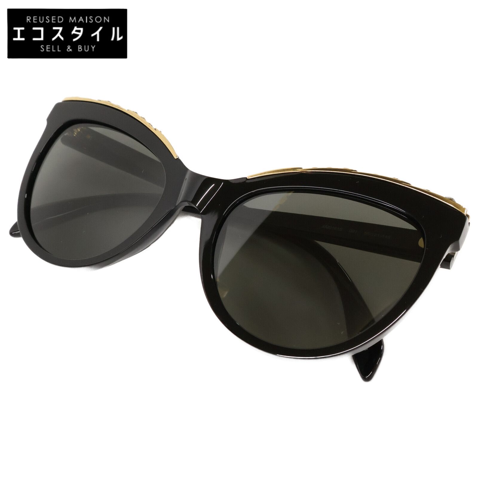 Alexander McQueen アレキサンダーマックイーン AM0181S 001 ビジュー キャットアイ 55□21-145
