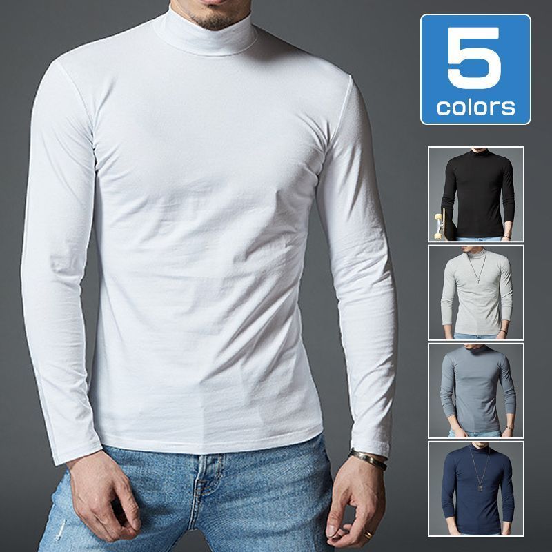 Tシャツ モックネック ゴルフ 長袖 メンズ ハイネックTシャツ