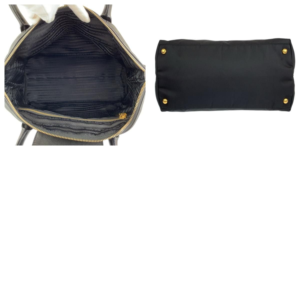 美品 PRADA プラダ サフィアーノ テスート ブラック 黒 ゴールド金具 