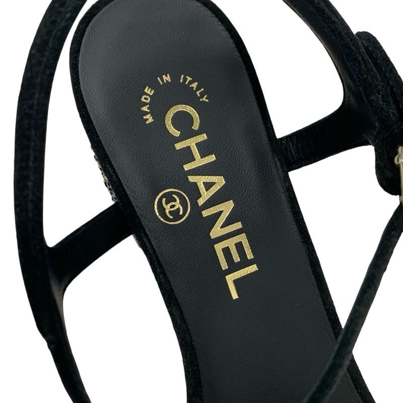 シャネル CHANEL サンダル 靴 シューズ スエード ブラック