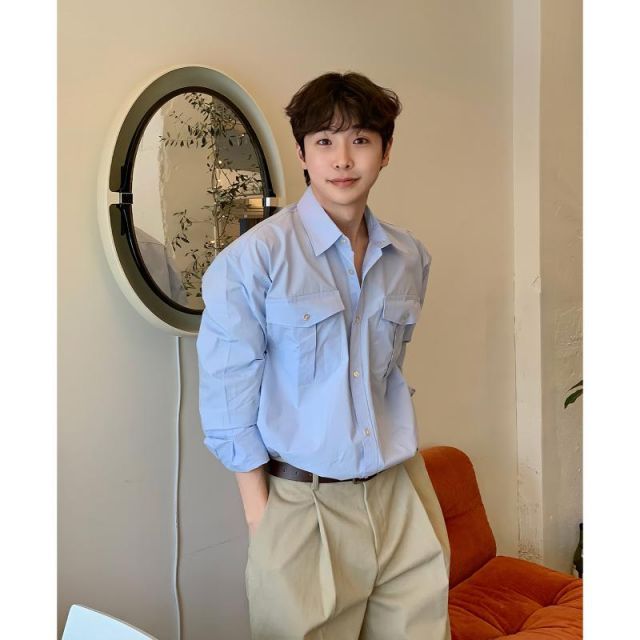 限定セール，得価 秋冬 コーデ メンズ  服 シンプル ファッション オシャレ 大人 かっこいい 大きいサイズ ストリート 紳士服  無地 ダブル ポケット 長袖 シャツ 韓国スタイル 軽 その他