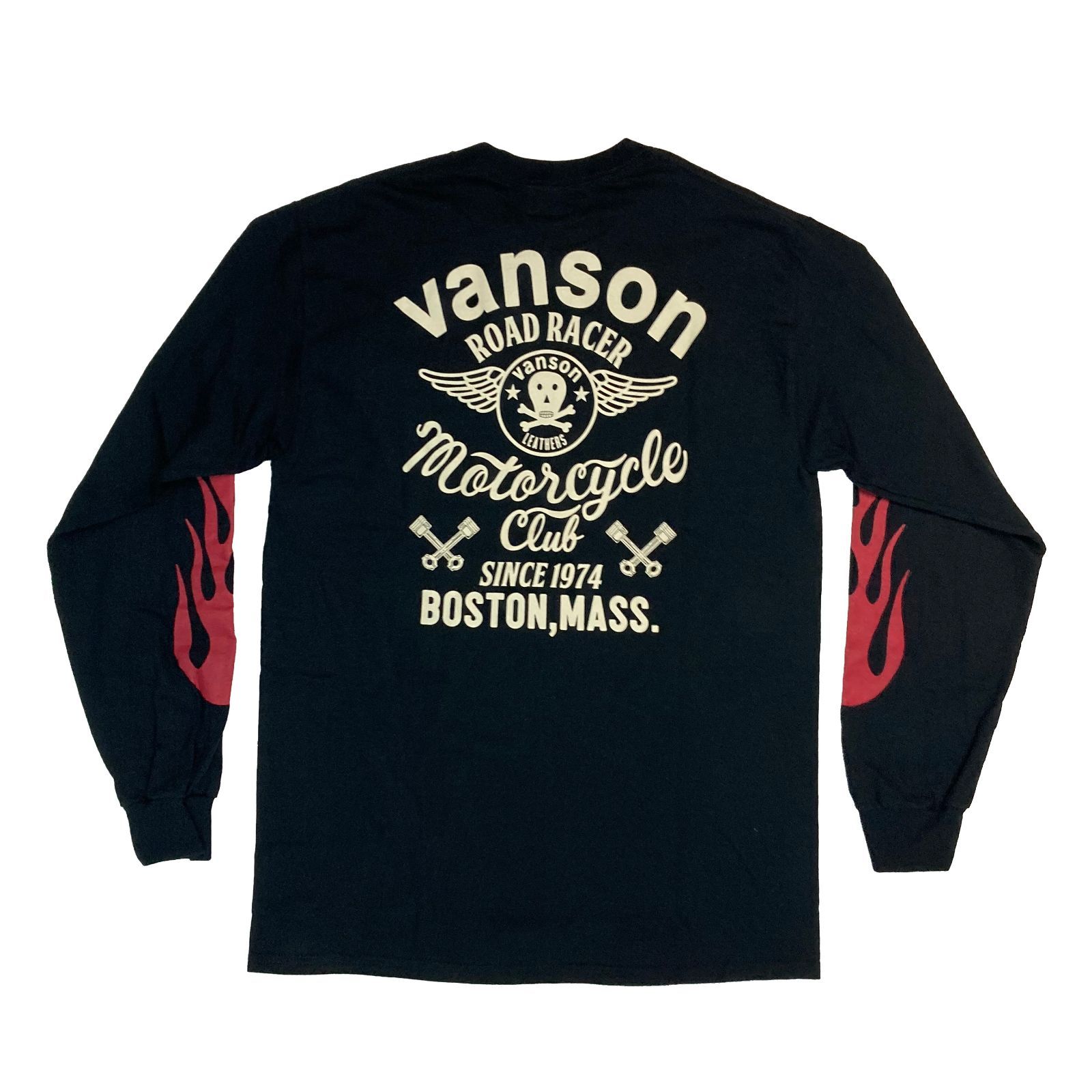 885V192 Lサイズ vanson ROAD RACES CUSTOM ロングTシャツ 長袖T BK