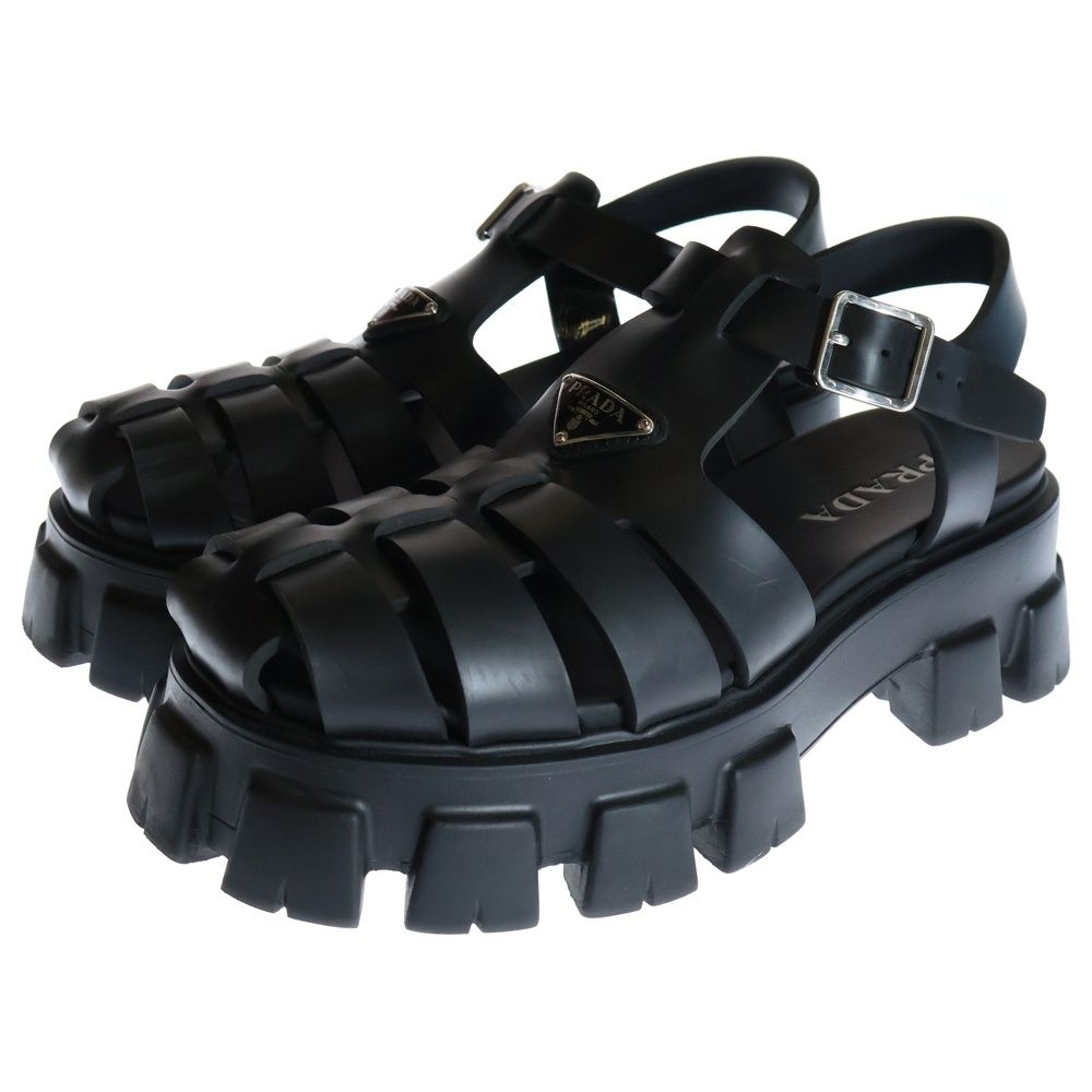 【PRADA】1X853M 三角ロゴ モノリスサンダル PRADA (プラダ) Monolith Round Toe Sandals モノリス