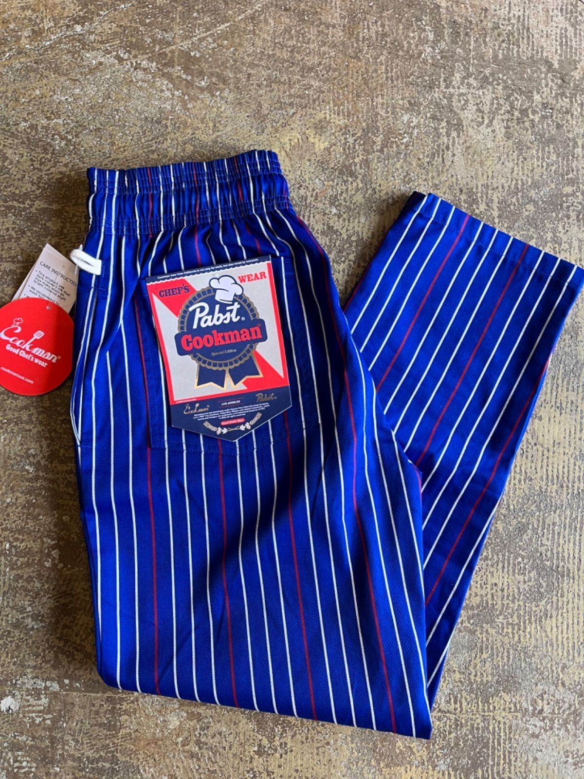 COOKMAN× PABST コラボCHEF PANTS 新品 ブルーストライプ