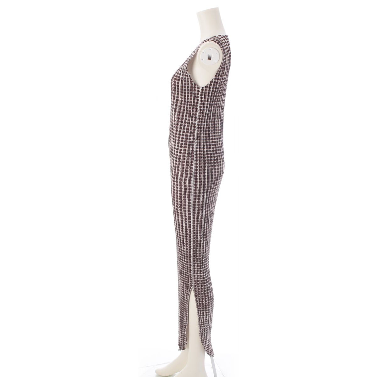 プリーツプリーズ イッセイミヤケ ドット柄 ノースリーブ ワンピース  