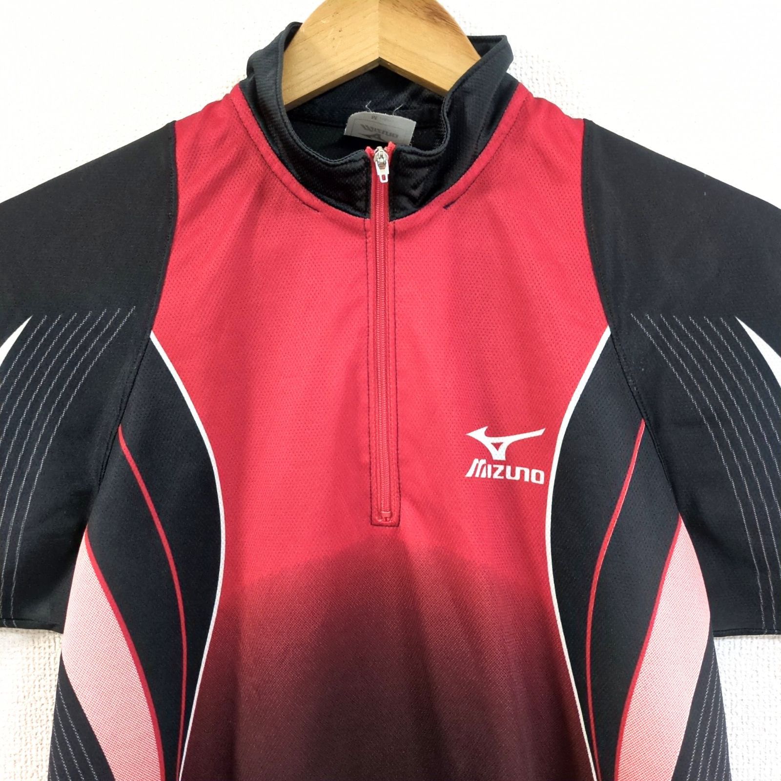 日本製◎ (^w^)b MIZUNO 卓球 ユニフォーム 半袖 ブラック 黒 赤