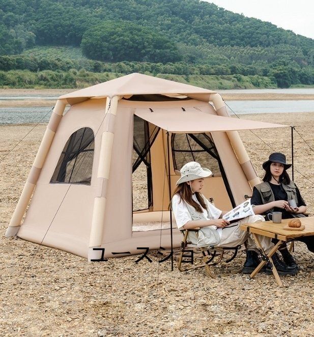 4-8人用空気入りテントキャンプアウトドアキャンプ用品増厚く雨除け折りたたみポータブル式