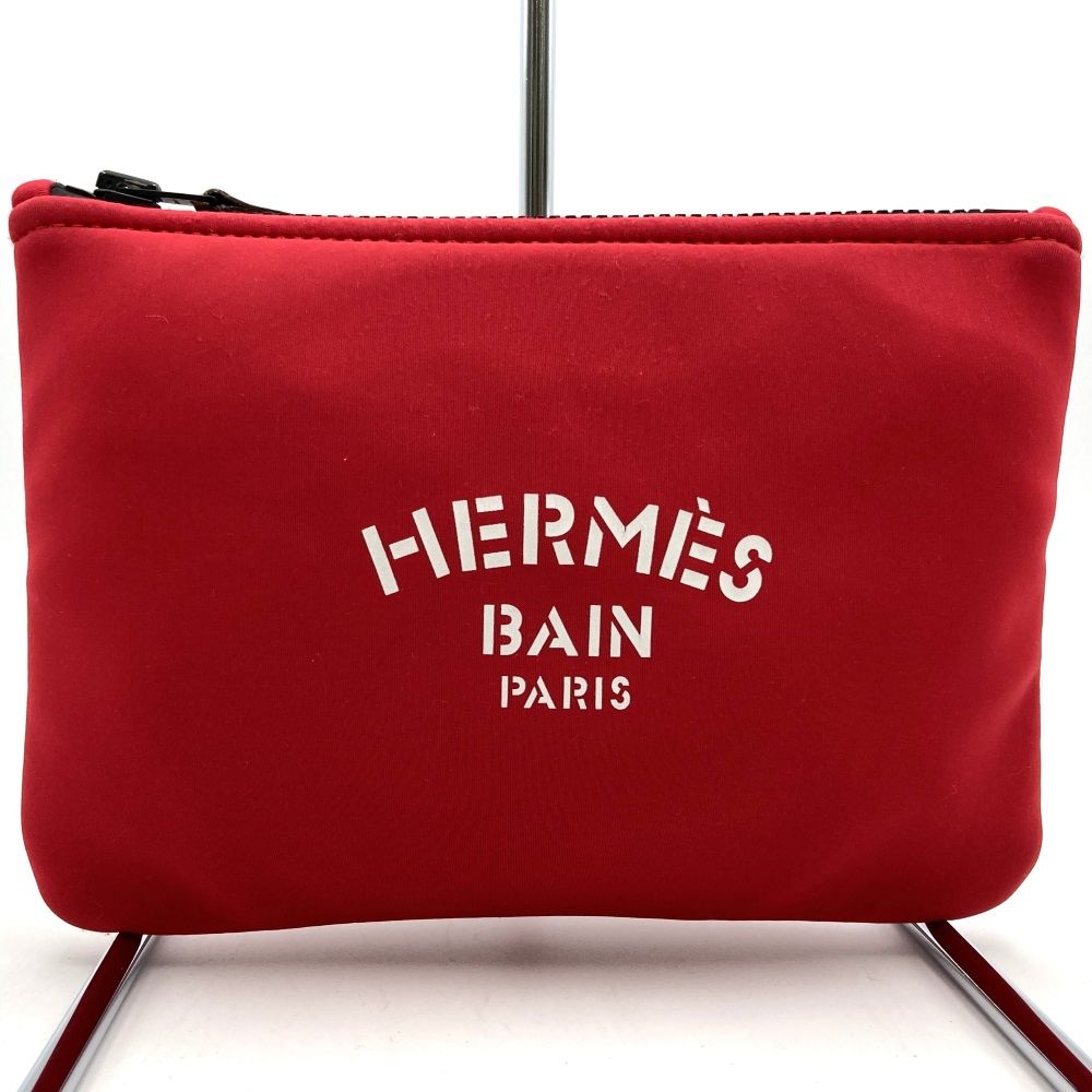 エルメス BAIN ネオバンPM ポーチ 小物入れ レッド ナイロン 
