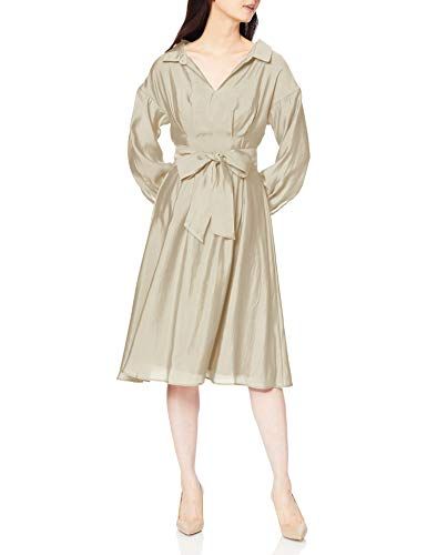 ワンピース 抜き襟バックスモッキングシャツワンピース