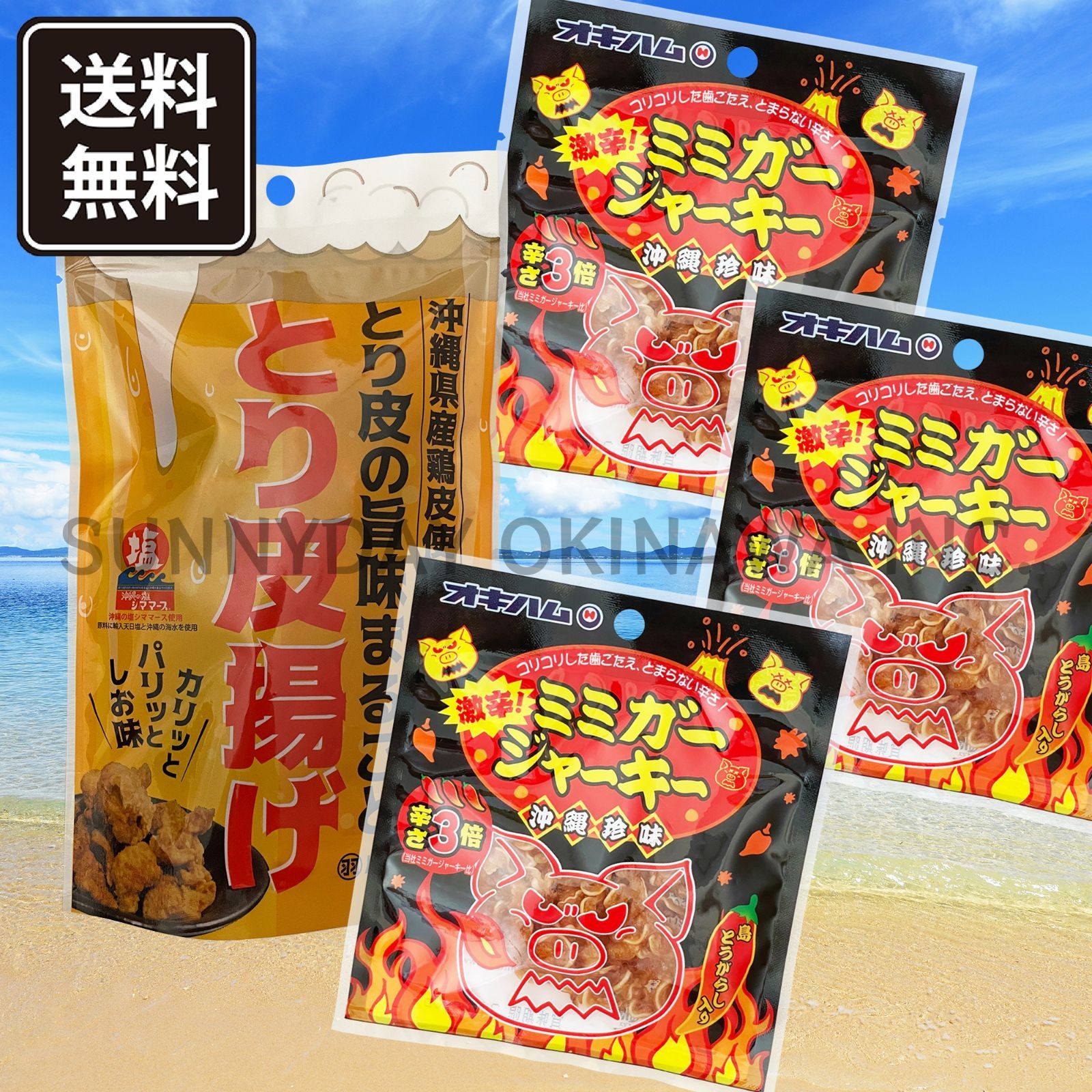 沖縄のおつまみ 食べきり Bセット 1－2人分 とり皮 激辛