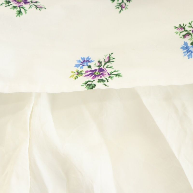 オブリ OBLI タフタフラワーシャツワンピース ロング丈 半袖 花柄 0 白  