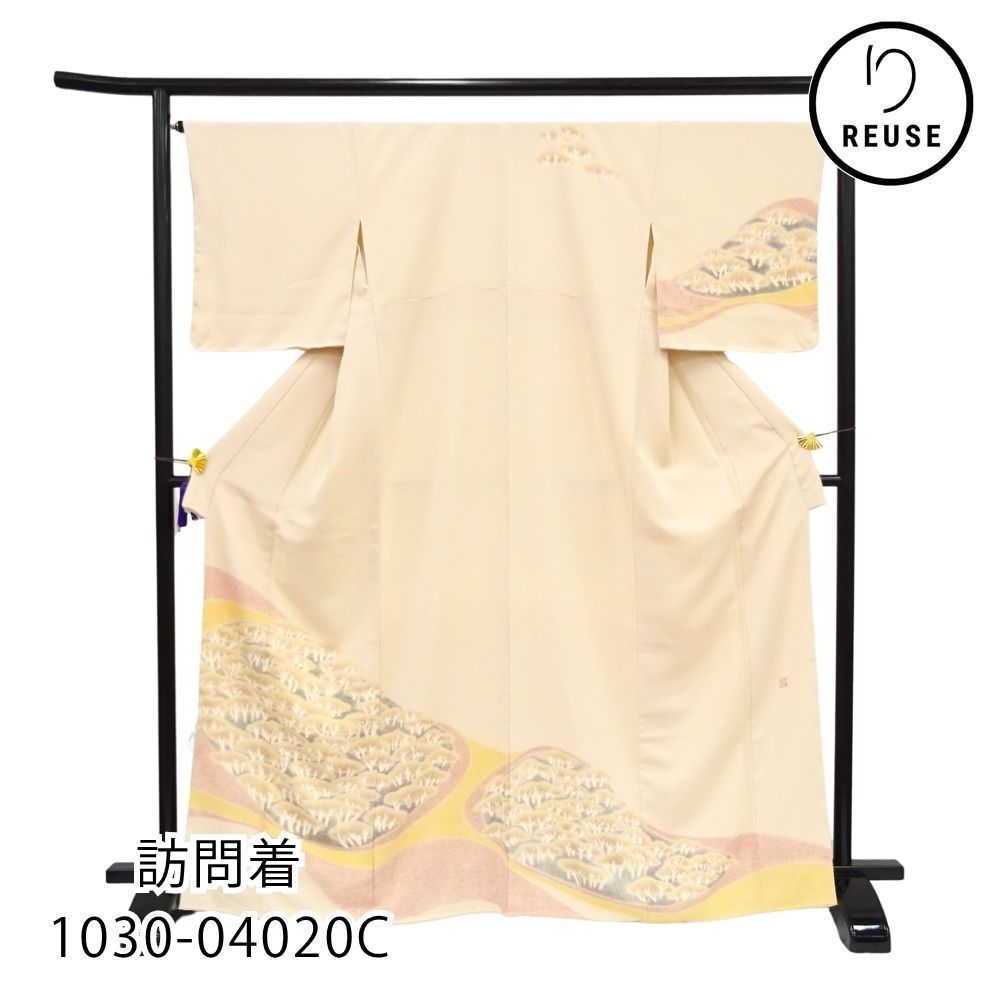 訪問着 袷 正絹 リユース 薄いベージュ 素描 1030-04020C