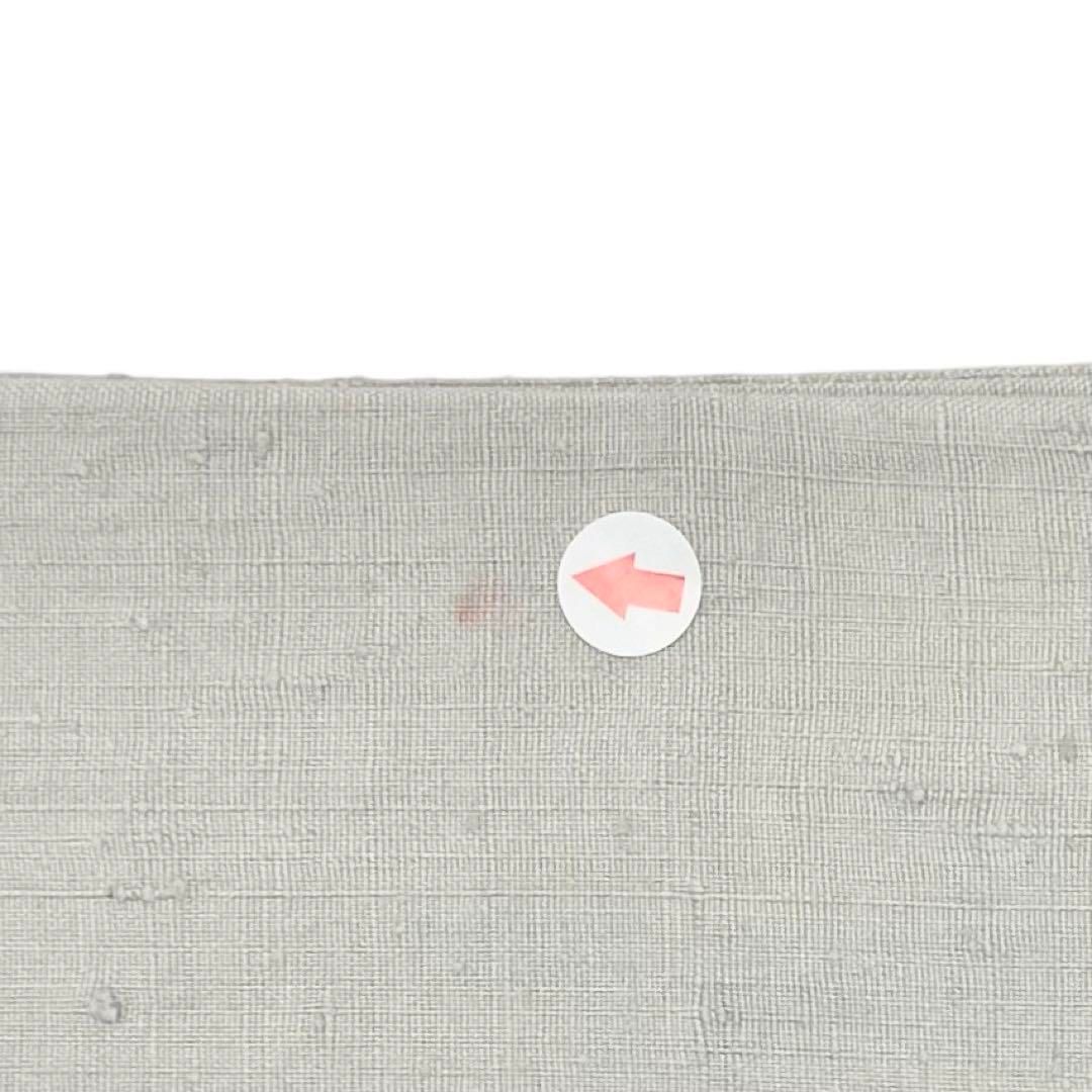 袋帯 手描き 秋花草模様に鈴虫 紬 灰色 長尺 O-3960 