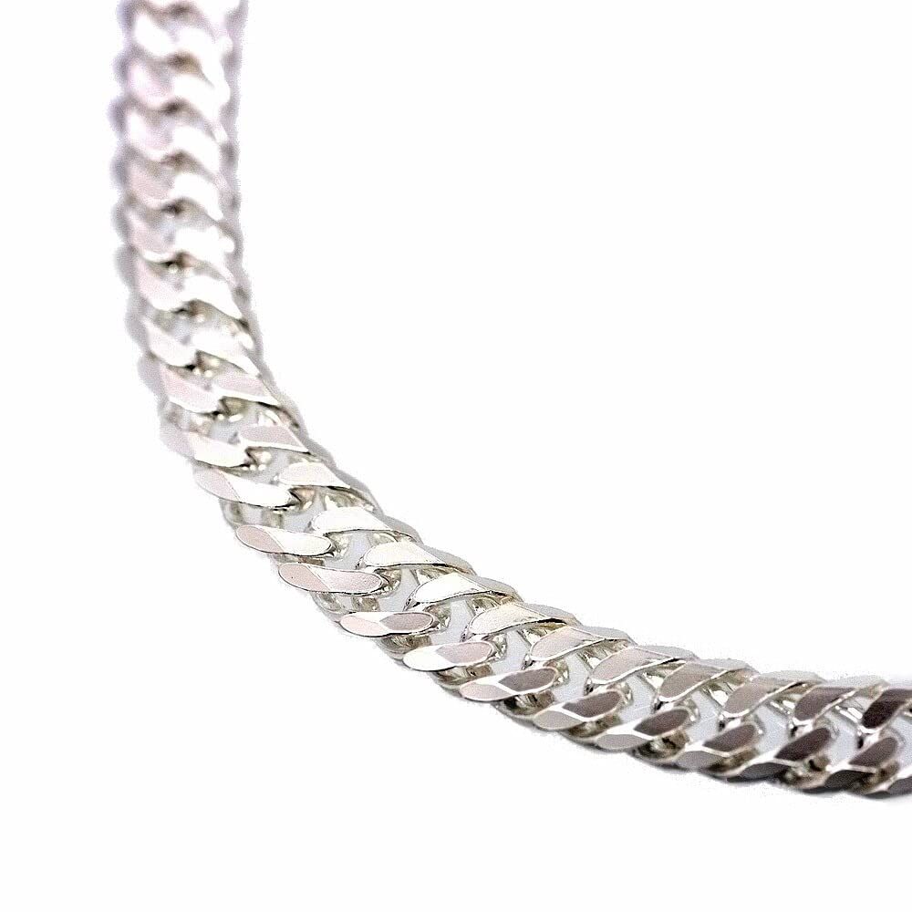 シルバーワン イタリア製 シルバー925 ダブル喜平ネックレス メンズ 白銀色 6面ダブル 幅5mm～11mm 長さ45cm～70cm