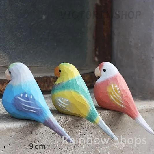 新品未使用】【3個入り】鳥の彫刻 置き物 置物 鳥 鳥のアジアン