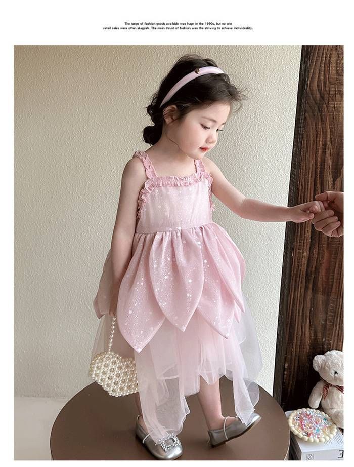 女児 花びら レースドレス プリンセス スカート ドレス 80-130cm