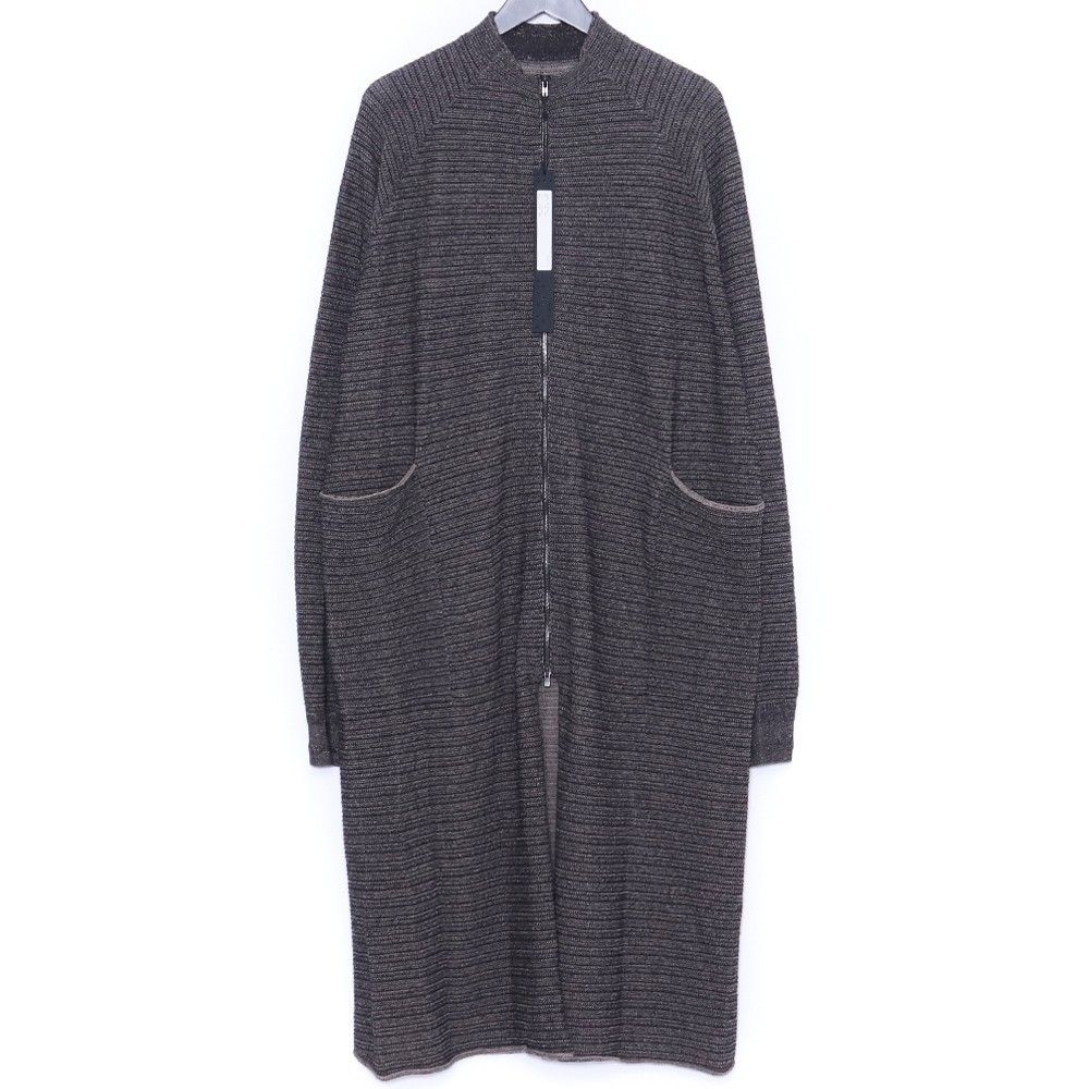 DEVOA Knit Coat High Twist Cotton Stripe サイズ3 ブラック SKT-TCSL
