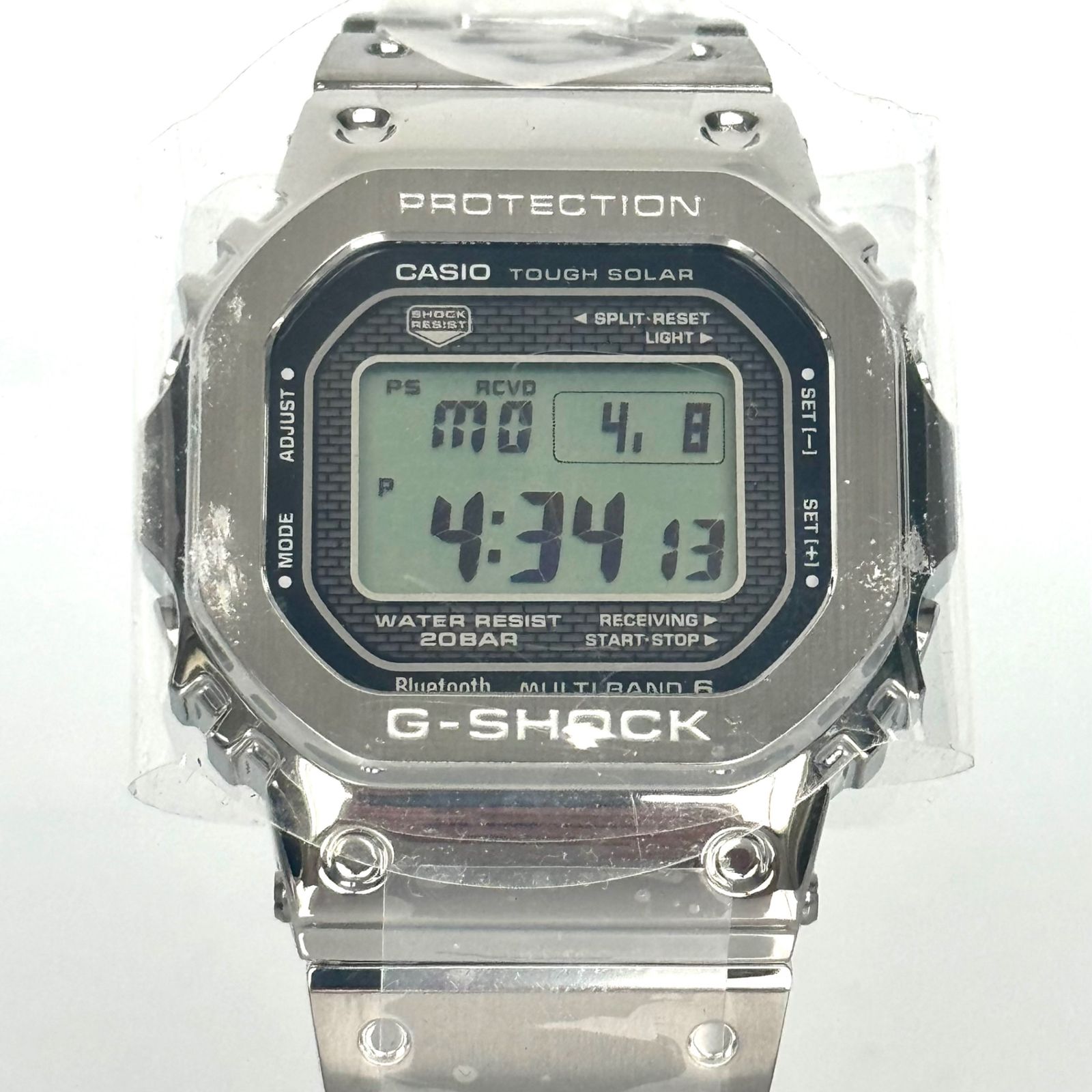 【美品】カシオ　G-SHOCK　ジーショック　GMW-B5000D-1JF　5000シリーズ　フルメタル　スクエア　デジタル　タフソーラー　シルバー