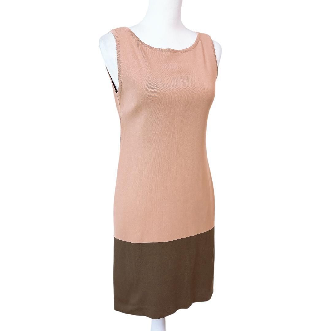 フォクシーNYノースリーブ ベージュ ワンピース 38 フォクシーニューヨーク FOXEY NEW YORK ノースリーブ ワンピース ひざ