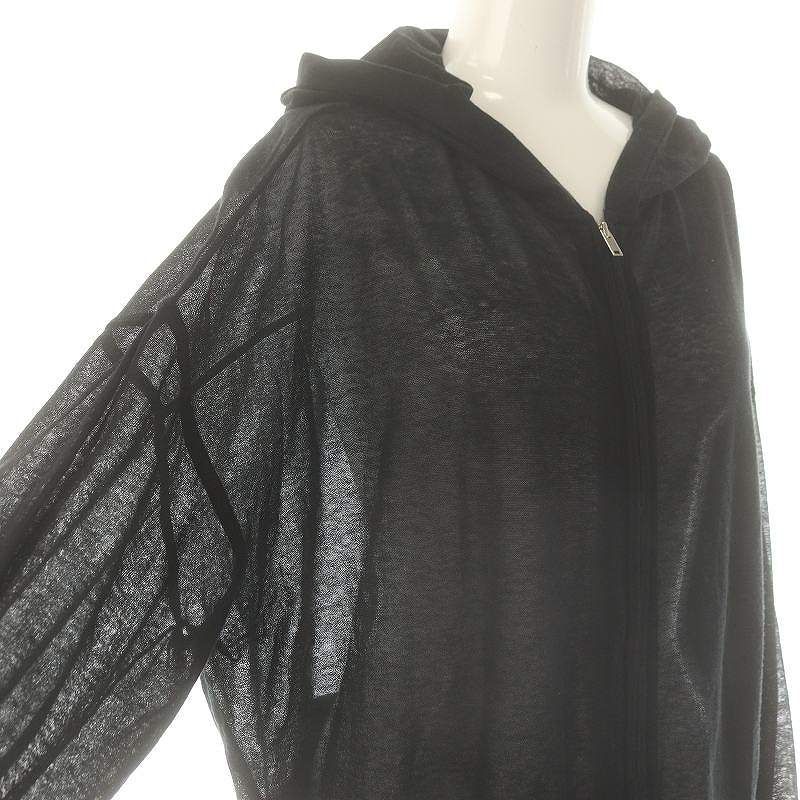 theory セオリー ブラック フルジップ シアー パーカー セオリー Theory 23SS AIRY COTTON ZIP UP HOODIE シアー