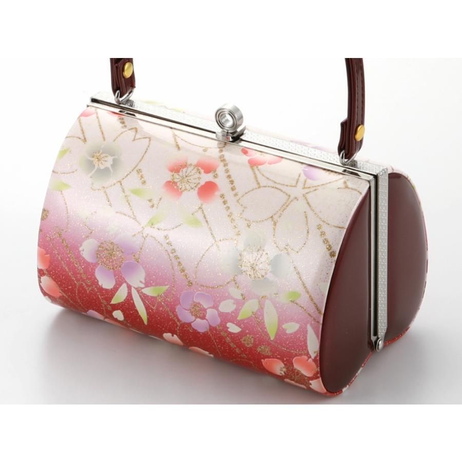 振袖用 合皮 草履バッグセット 二枚芯 ラメ入り 3Lサイズ 桜 エンジ bs-376-33