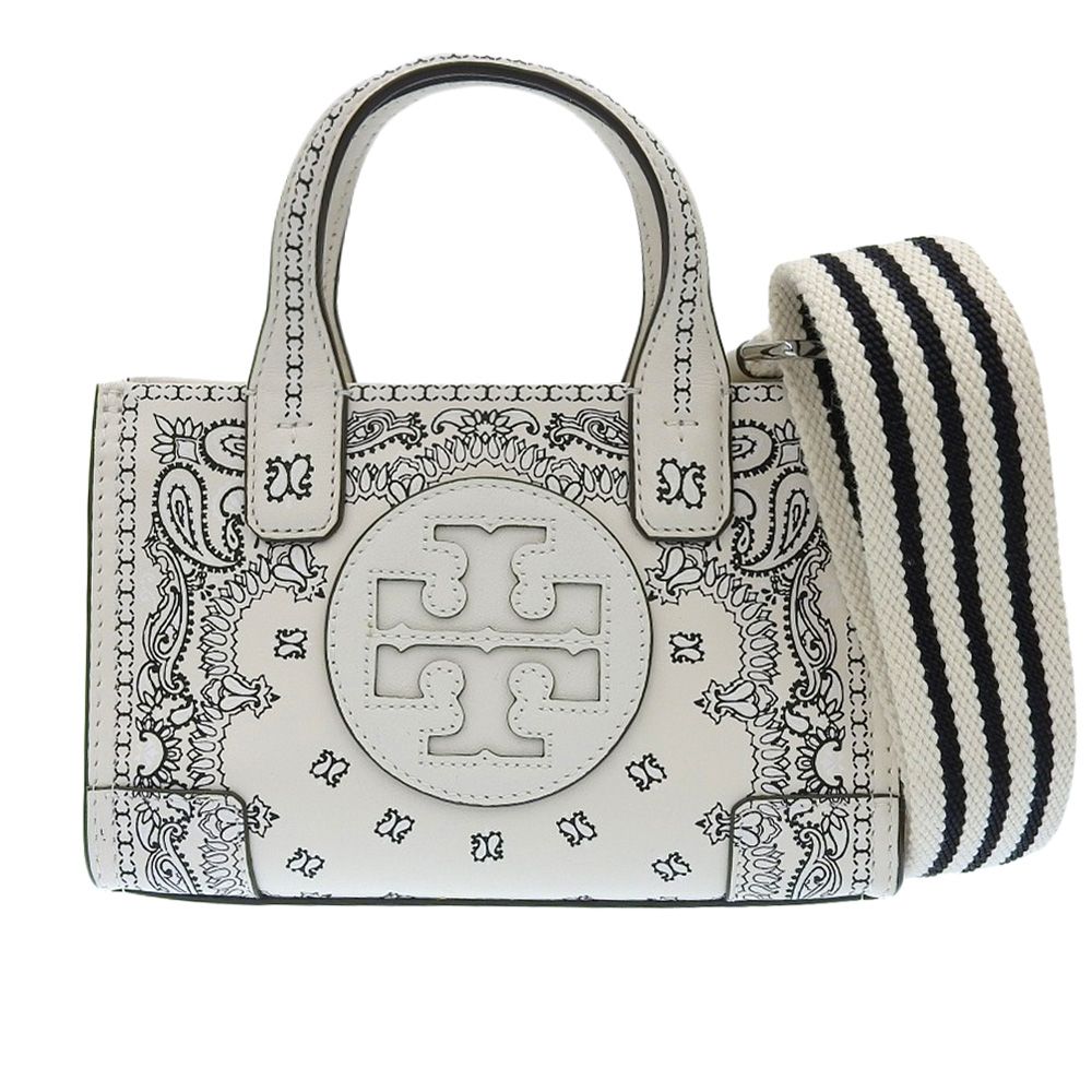 トリーバーチ Tory Burch 22SS 2025年商品 75264 ELLA MICRO TOTE エラ レザー 2way クロスボディ ハンドバッグ ホワイト レディース 旅