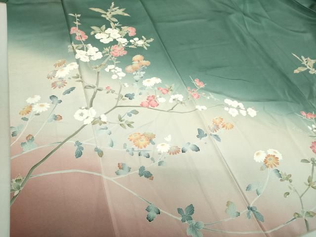 平和屋着物○京友禅 伝統工芸士 坂東峰彩 訪問着 友禅 枝花文 暈し染め