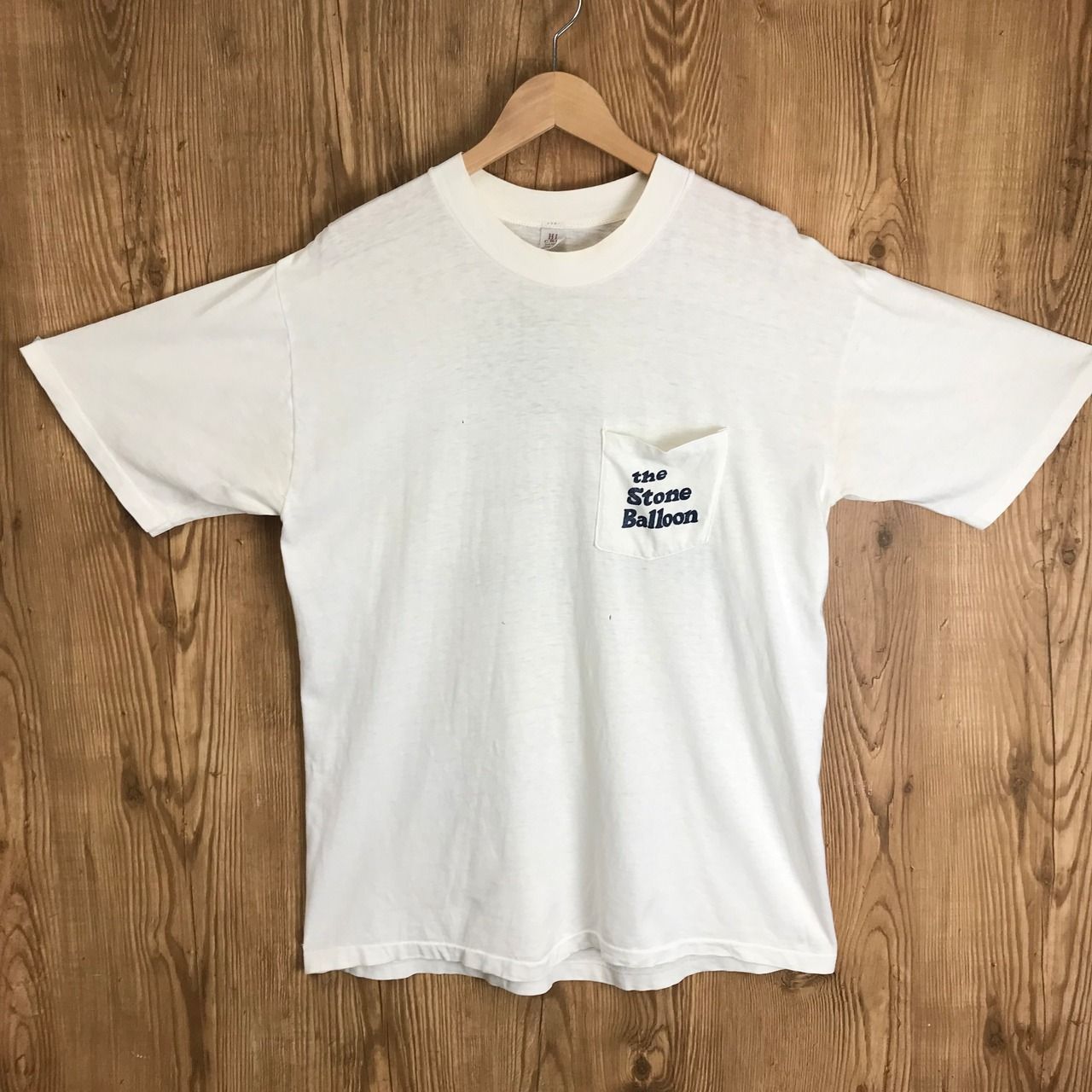 USA製 70s THE STONE BALLOON ポケット付き プリント 半袖 T-sh Tシャツ サイズ メンズ L 70年代 HI CRU コットン100% 古着 s24071638