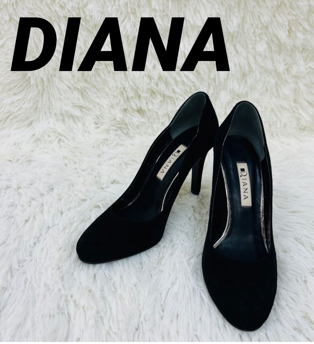 美品★ダイアナ★黒 スエード ポインテッドトゥ ハイヒール 美品 ダイアナ パンプス ハイヒール レース スエード ポインテッドトゥ