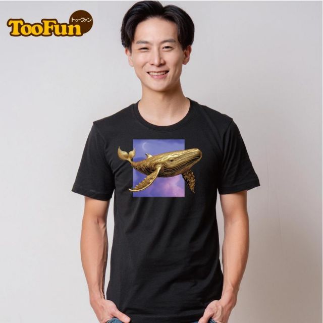 [パープル/XLサイズ/バック（背面）]Tシャツ 半袖　クジラ　くじら　ホエール　黄金　夜空　星座　豊富なカラー　厚手　綿100％