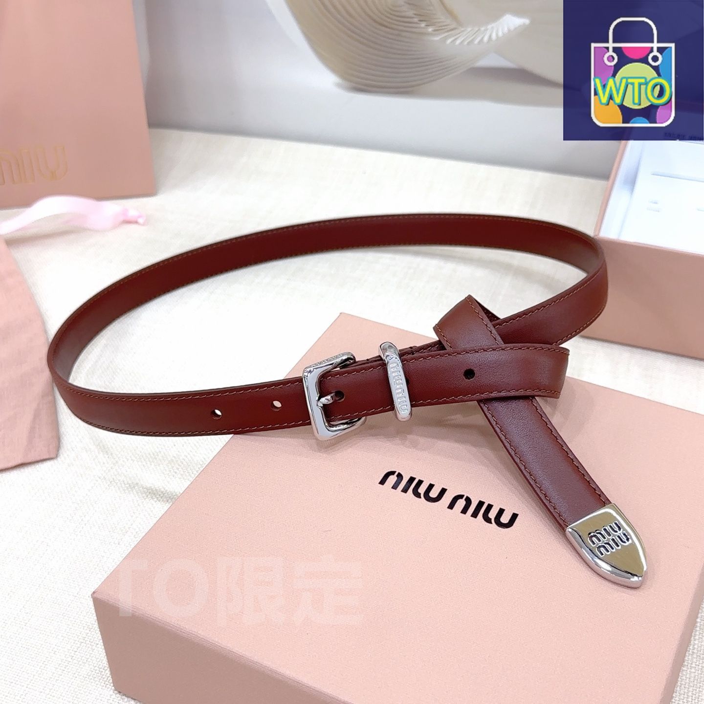 ａページ　他の方はご購入いただけません　miu miu ベルト 関税・送料込 MIU MIU Logo buckle leather ベルト (MiuMiu