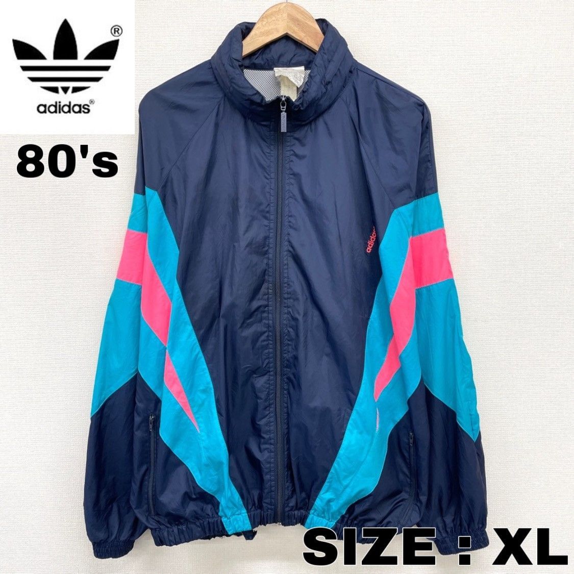 80's US アディダス adidas ジップアップ ナイロン ジャケット 長袖