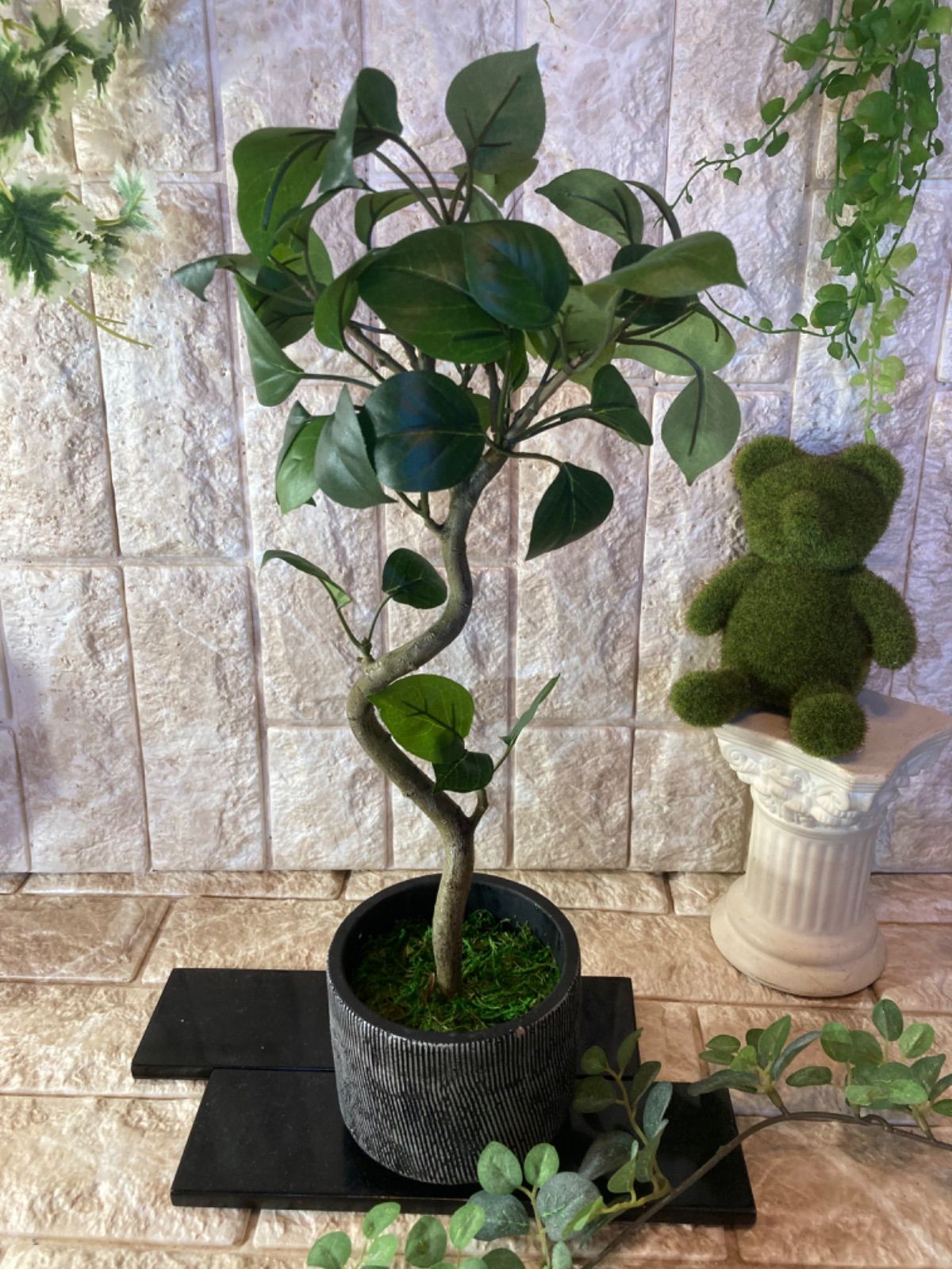 光触媒 人工観葉植物 ウォールグリーン フェイクグリーン カシワバゴム180-