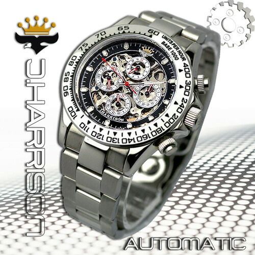 J.HARRISON 機械式多機能両面スケルトン時計 JH-003SB - メルカリ