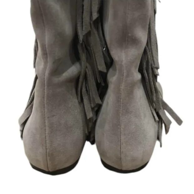 FABIO RUSCONI ファビオルスコーニ ロングブーツ フリンジ 本革 グレー系 23 5cm KIN-KAAI_COM