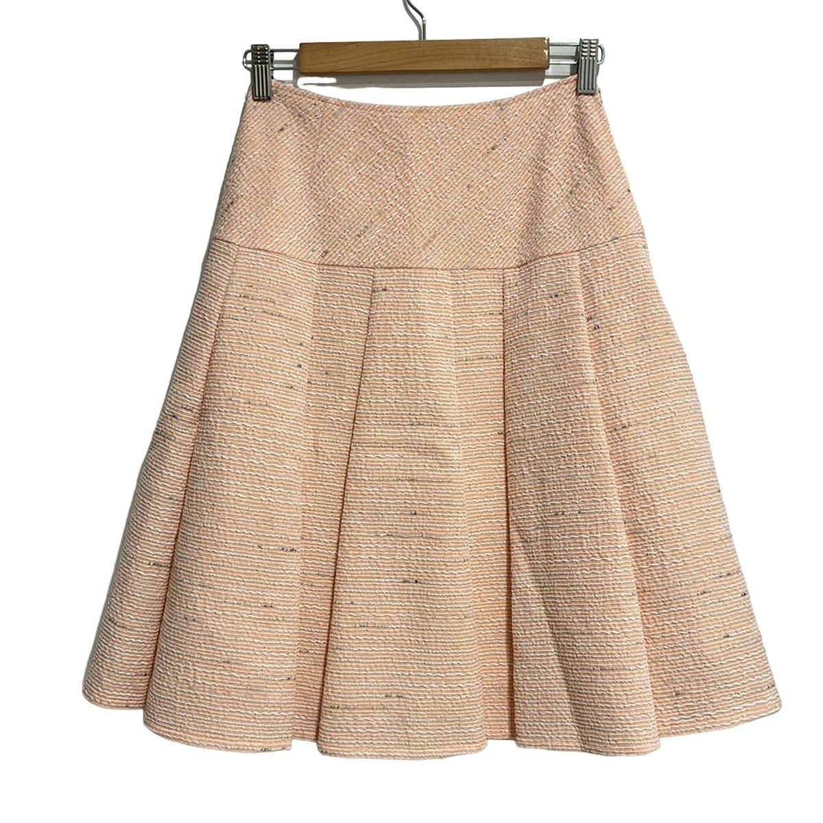 【Rene】ルネ　ツイードスカート　38size 美品 Rene(ルネ) スカート サイズ34 S レディース美品 - オレンジ×白