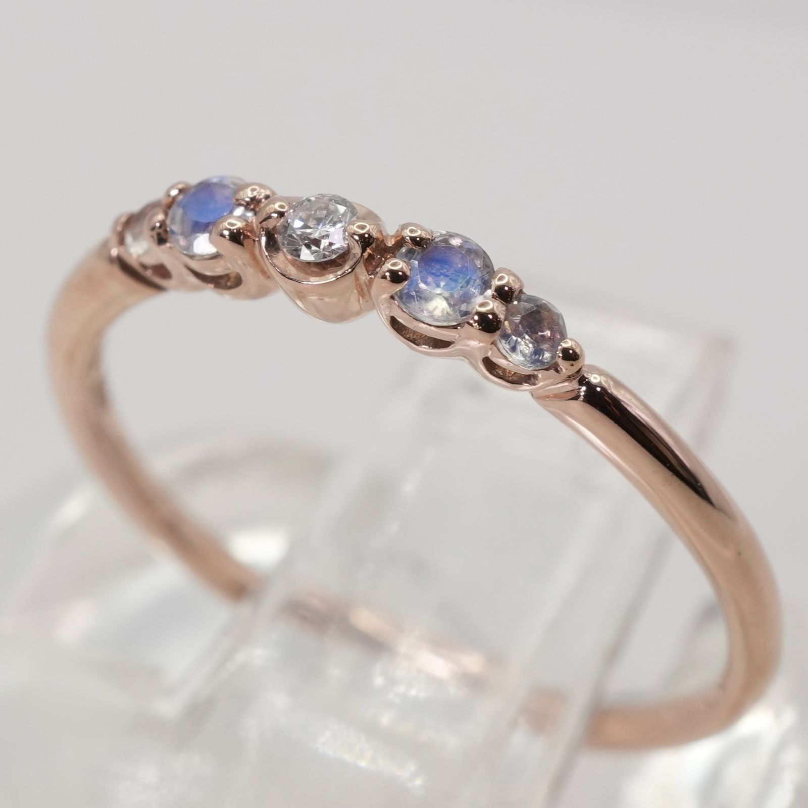 美品 スタージュエリー ムーンストーン×ダイヤ リング K10/24