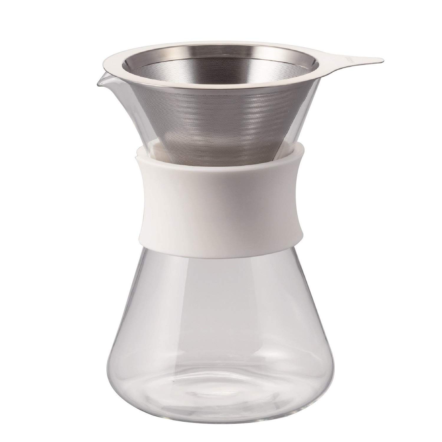 【迅速発送】HARIO(ハリオ) ガラスコーヒーメーカー Glass Coffee Maker 実用400ml ホワイト ドリッパー デカンタセット バンド付き S-GCM-40-W
