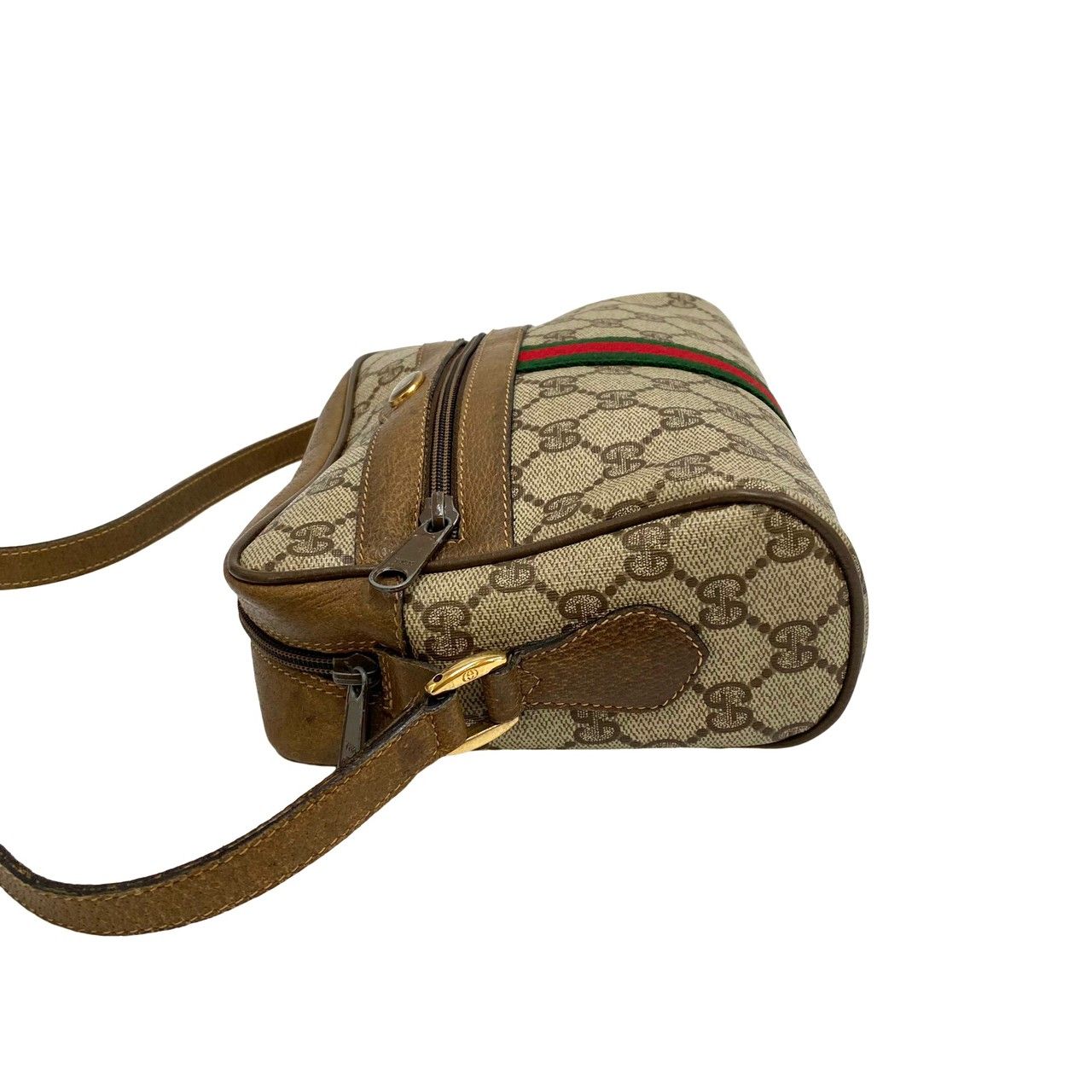 GUCCI ハンドバッグ　レザー　ライトブラウン　ロゴ　大容量　オールドグッチ GUCCI 極 美品 グッチ オールドグッチ ヴィンテージ シェリー