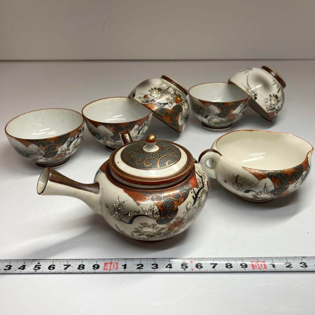 明治時代　九谷焼　青粒手煎茶器セット7点　東Y5-1129⑤ 明治時代 九谷焼 青粒手煎茶器セット7点 東Y5-1129⑤ - メルカリ