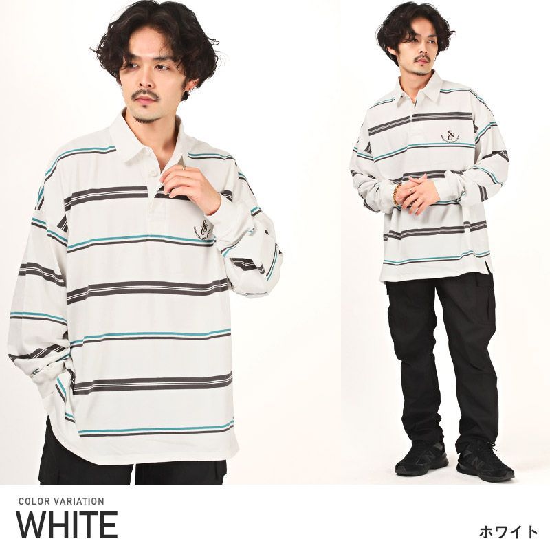 メンズ 【80s】【古着風】【ラガーシャツ】マルチボーダーラガーシャツ【vintage】【ボーダー】【韓国】【ポロシャツ】【襟】【ビッグシャツ】【オーバーサイズ】LUXSTYLE（ラグスタイル公式）aa-2305
