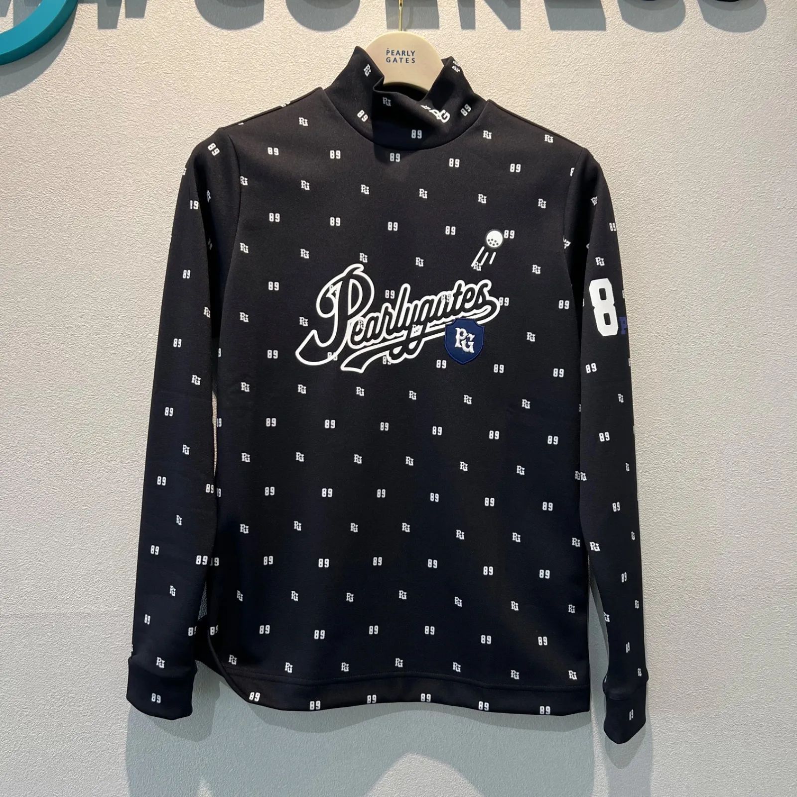 タグ付 PEARLY GATES 鹿の子ダンボールゼブラ長袖ハイネックカットソー PG89ロゴ柄 サイズ２ L