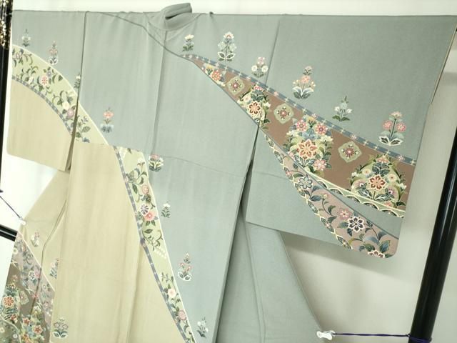 平和屋着物○訪問着 作家物 洋花文 金銀彩 正絹 逸品 DAAQ2930ps