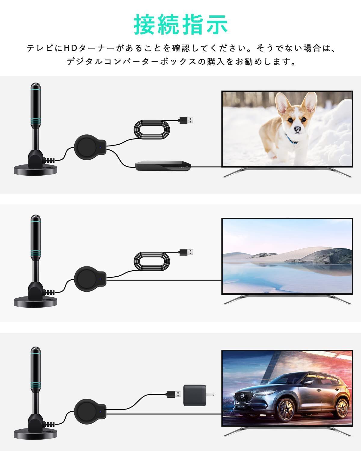 数量限定】Yirui 500KM 受信範囲 4K HDTV 新登場】室内アンテナ 360度