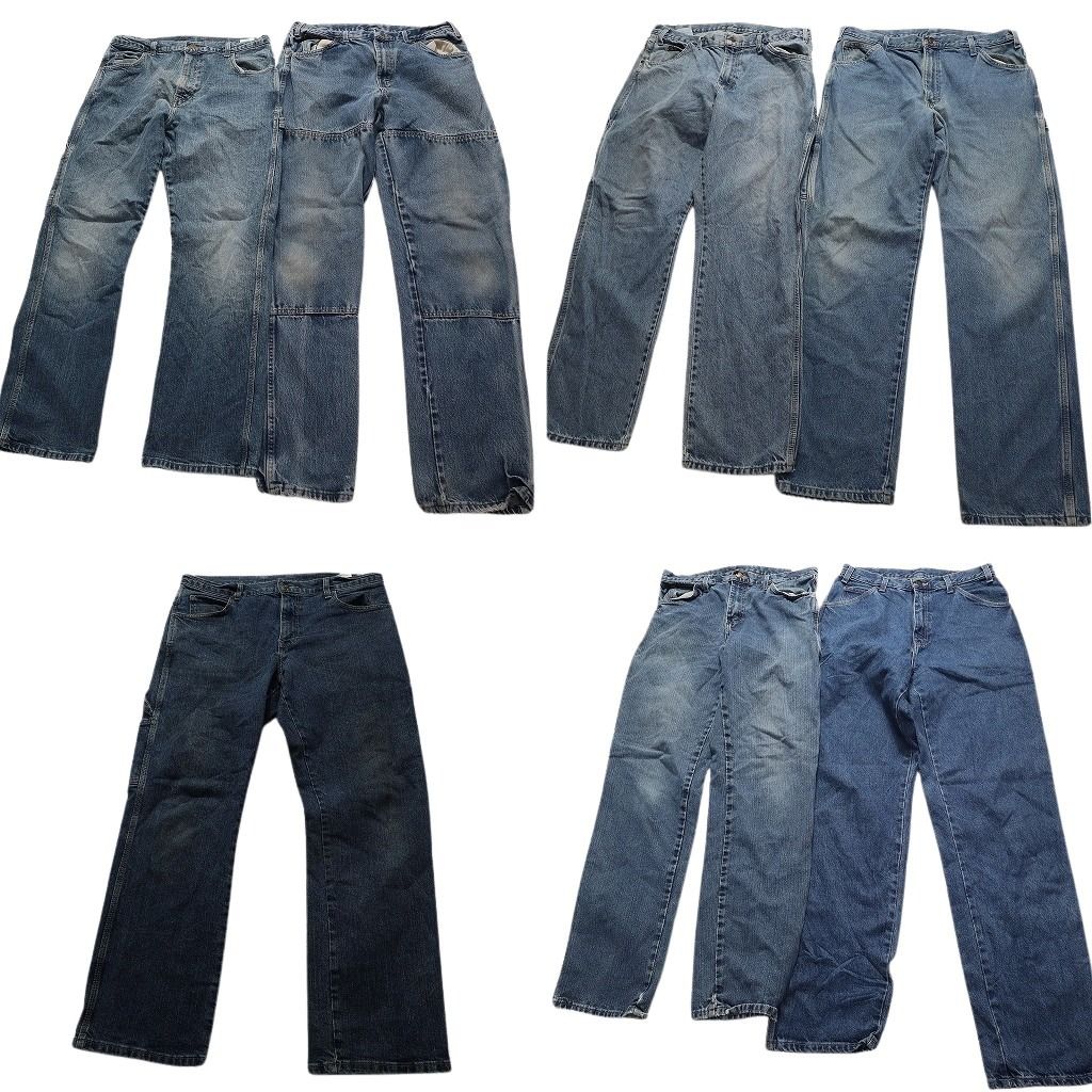 古着卸 ディッキーズ Dickies ペインターデニム パンツ 7枚セット メンズ 32 |34 |36 ダブルニー フェード 古着 NA6521