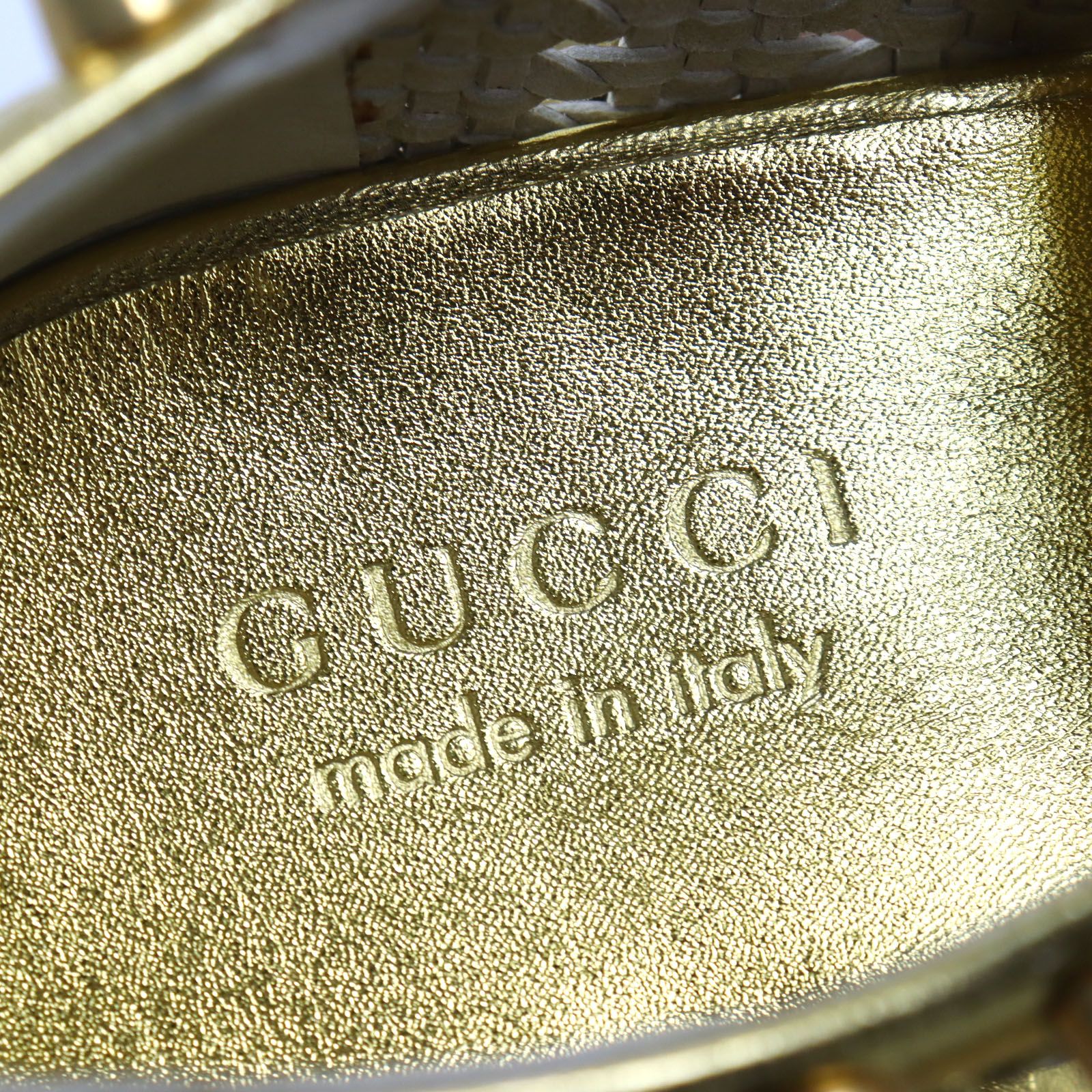 【ドンドン見直し】未使用品○GUCCI グッチ メタリックレザー メッシュ スタッズ付き レースアップ レザーシューズ ゴールド 6 保存袋付き イタリア製 メンズ 定価156,600円