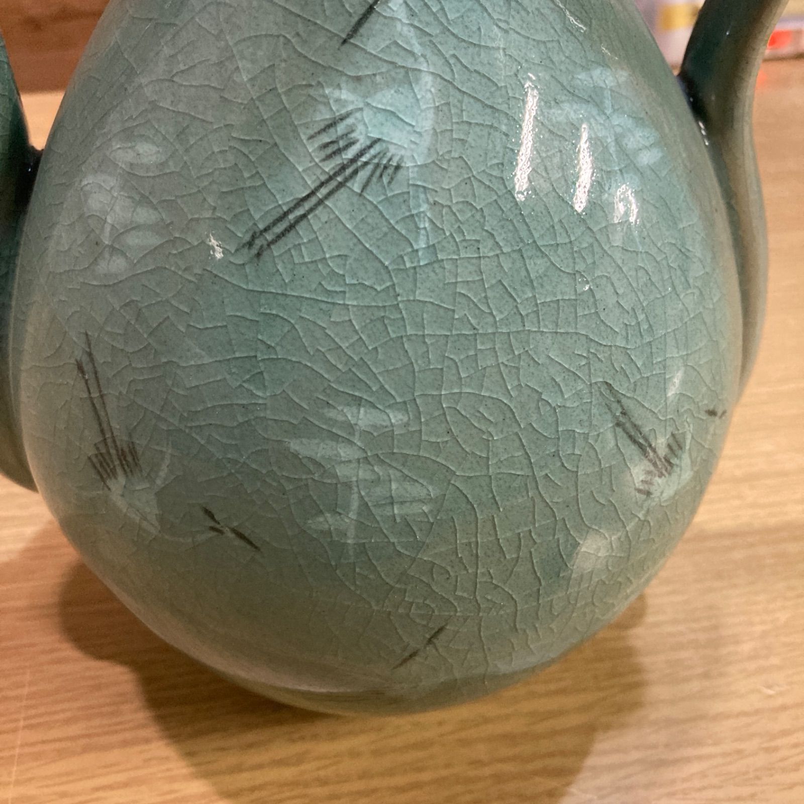 高麗青磁 水差し 水差 茶道具 陶芸 高さ約34cm 幅約23cm 水差し