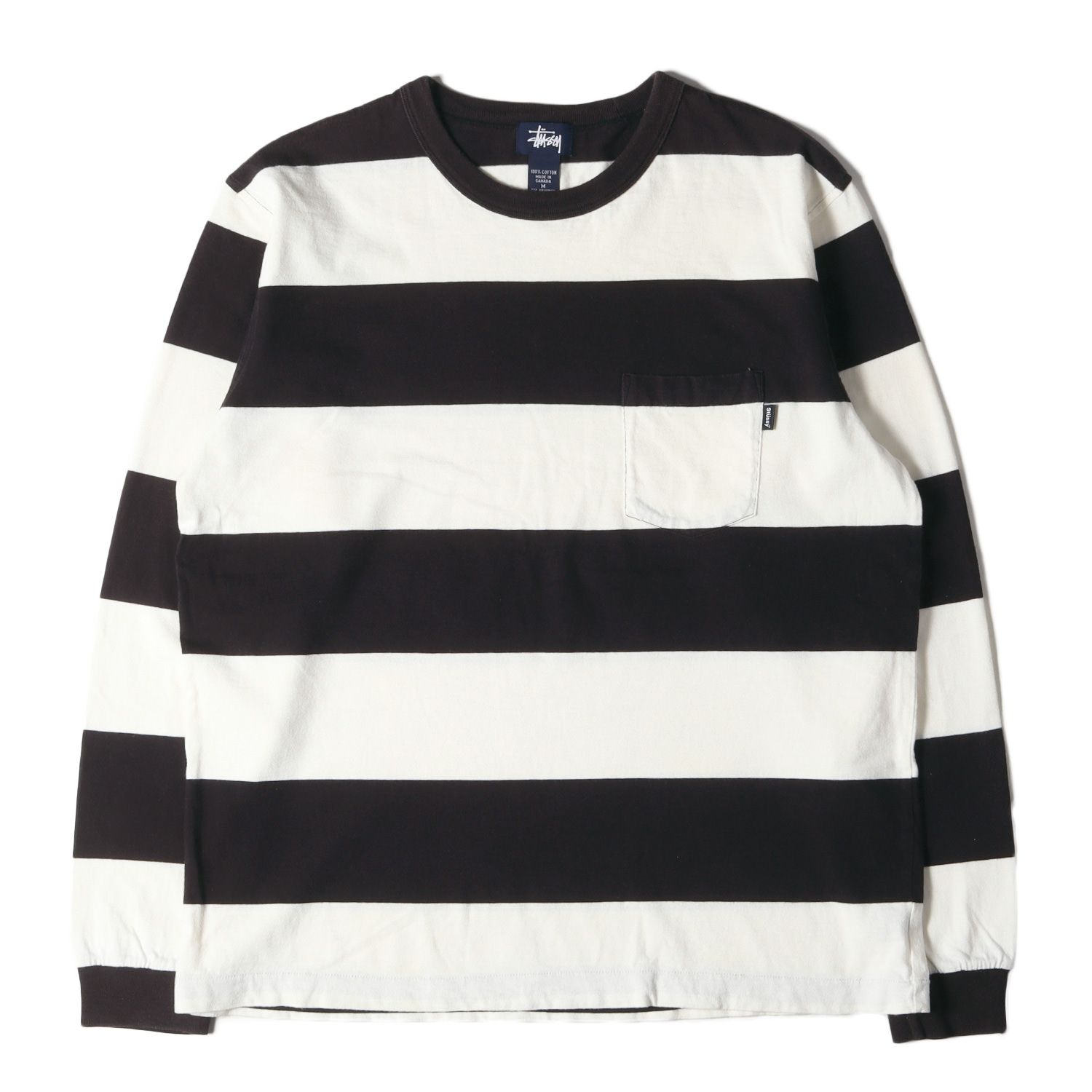 STUSSY ステューシー Tシャツ サイズ:M 00s ワイドボーダー ロング 