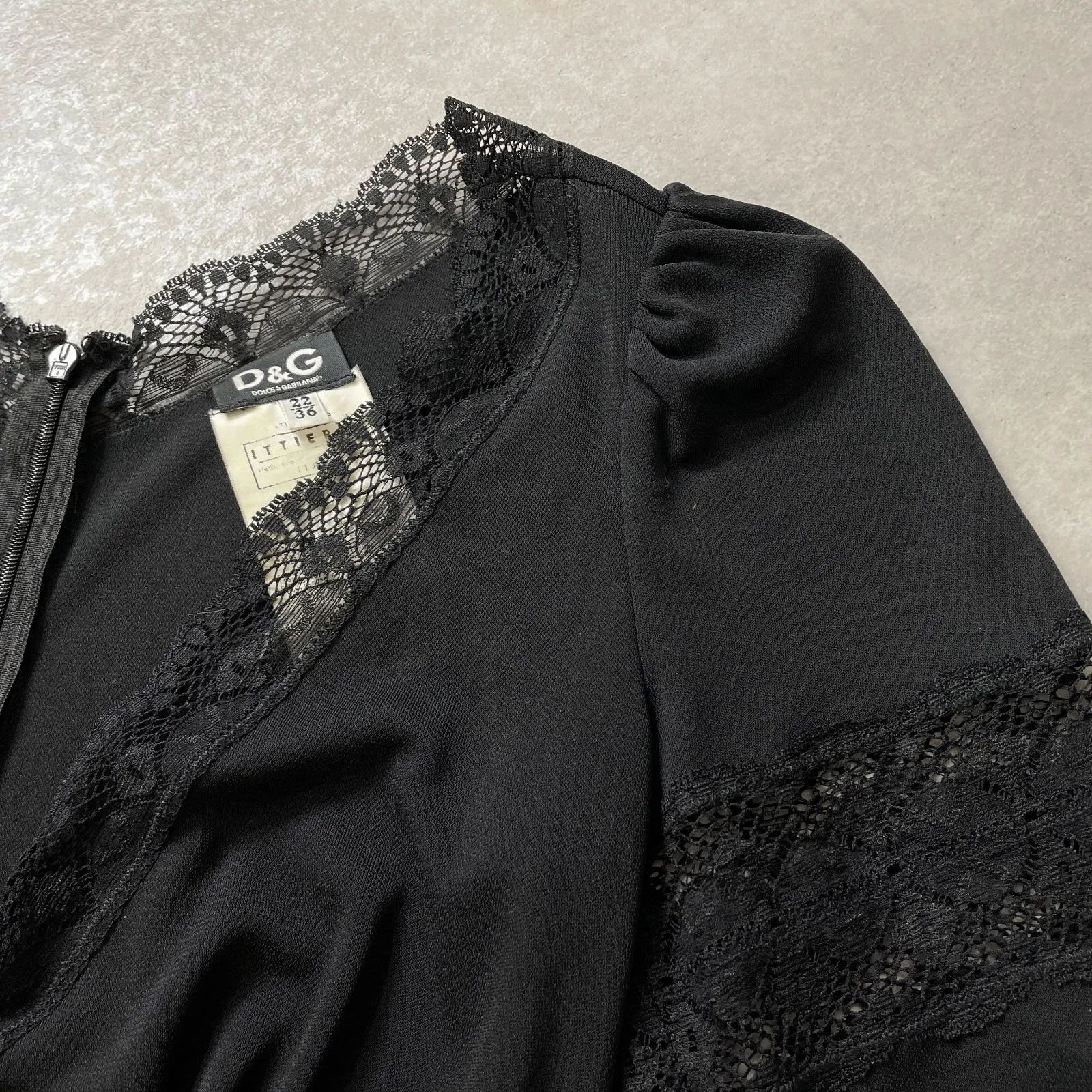 D&G DOLCE&GABBANA レース ベロア切替 ドレス ワンピース ディー D&G DOLCE&GABBANA レース ベロア切替 ドレス ワンピース ディー