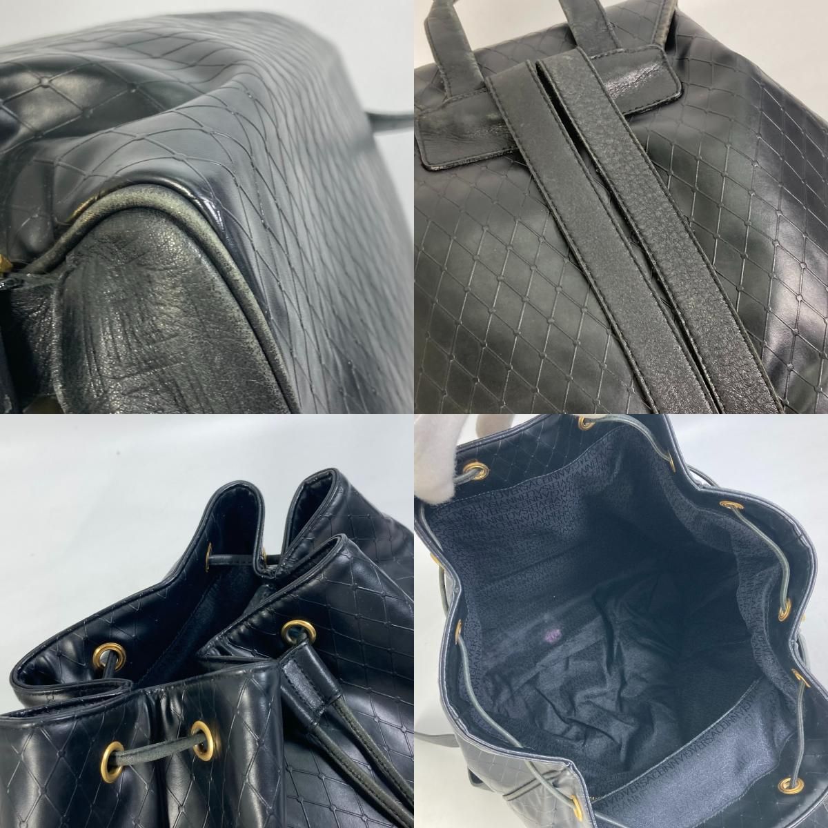 希少♡VERSACE ヴェルサーチ サンバースト レザー リュック バックパック 美品✨ヴェルサーチ リュック サンバースト レザー チェーン